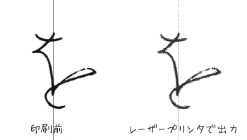 レーザープリンタで印刷した場合